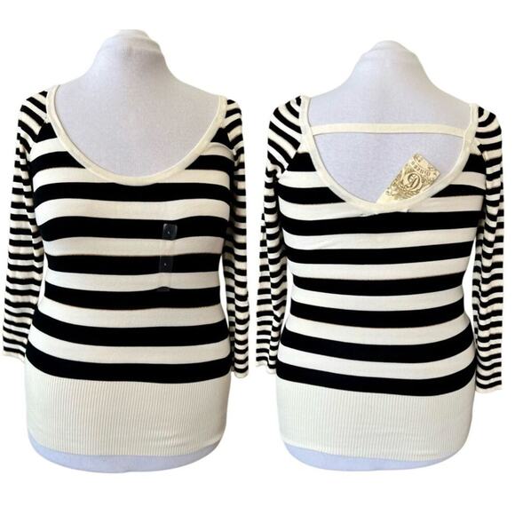 Guess Black White Metallic Gold Thread Scoop Neck Long Sweater LARGE Cottagecore - Picture 1 of 12